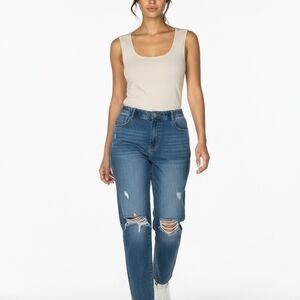 SHEIN Blue Ripped Boyfriend Jeans